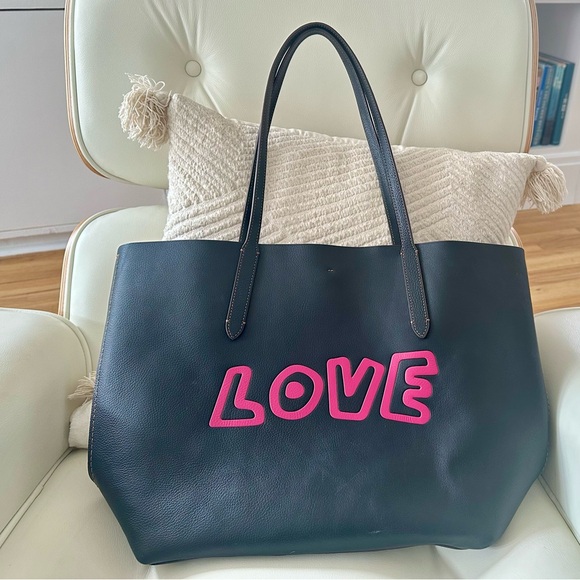 Rare Coach X Keith Haring LOVE Leather Large Tote - Picture 10 of 16